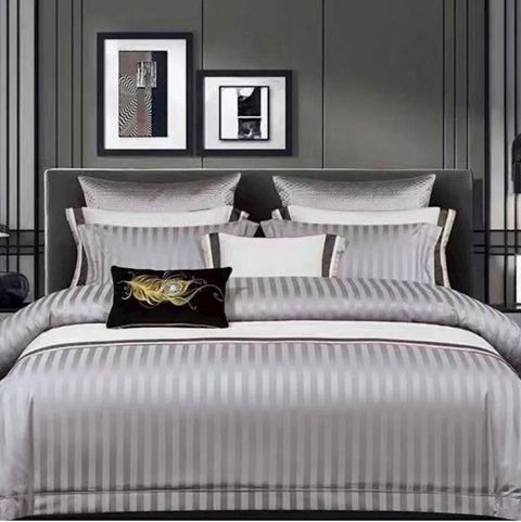 Yataq dəsti TCS_1066, yorğan üzü 200x230 sm, mələfə 230x250 sm, yastıq üzü 50x70 sm, avro, satin, boz — Bakı