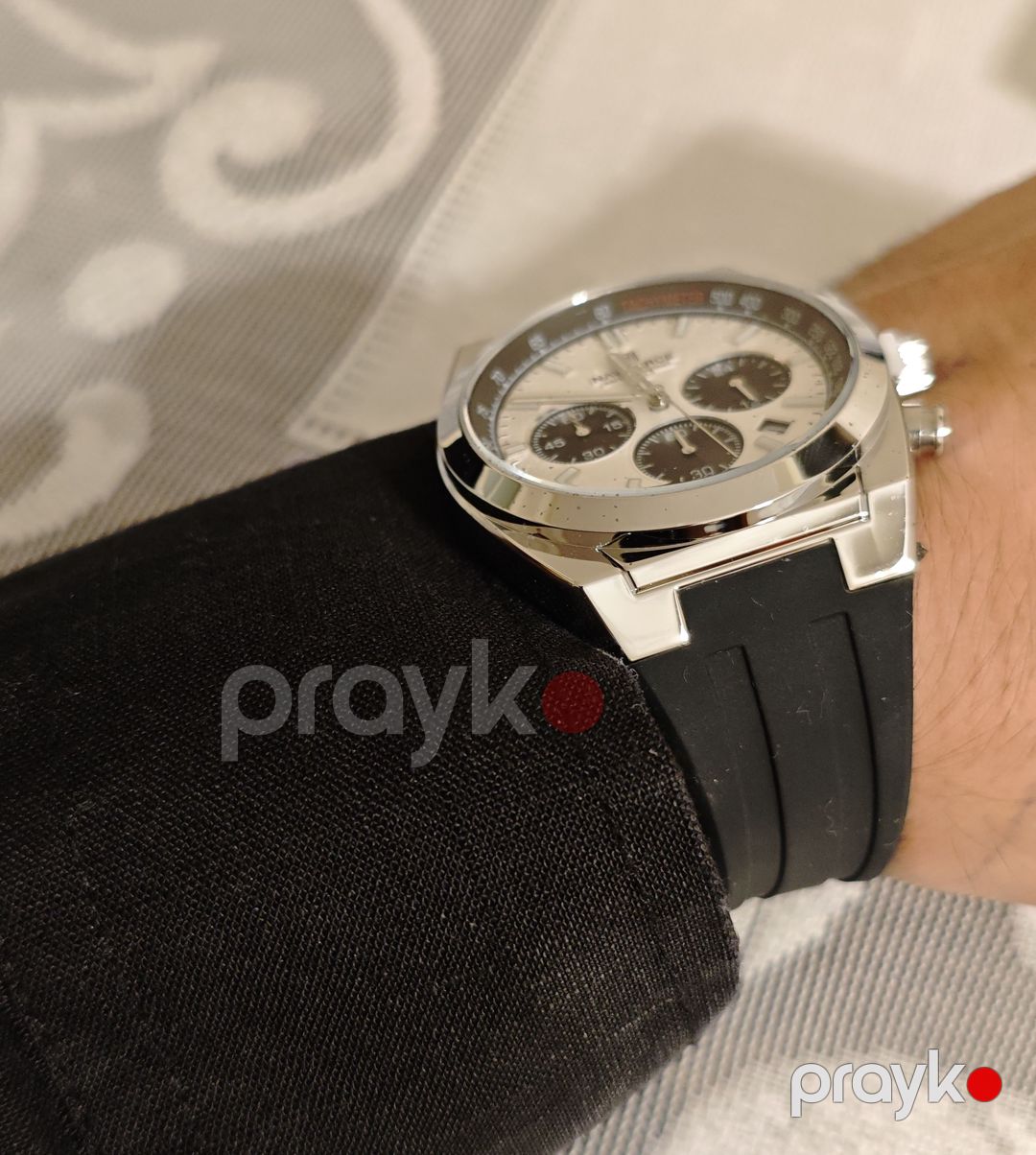 NaviForce kronograf saatı, gümüş metal, siyah kəmər — Qol saatları, Bakı (2)