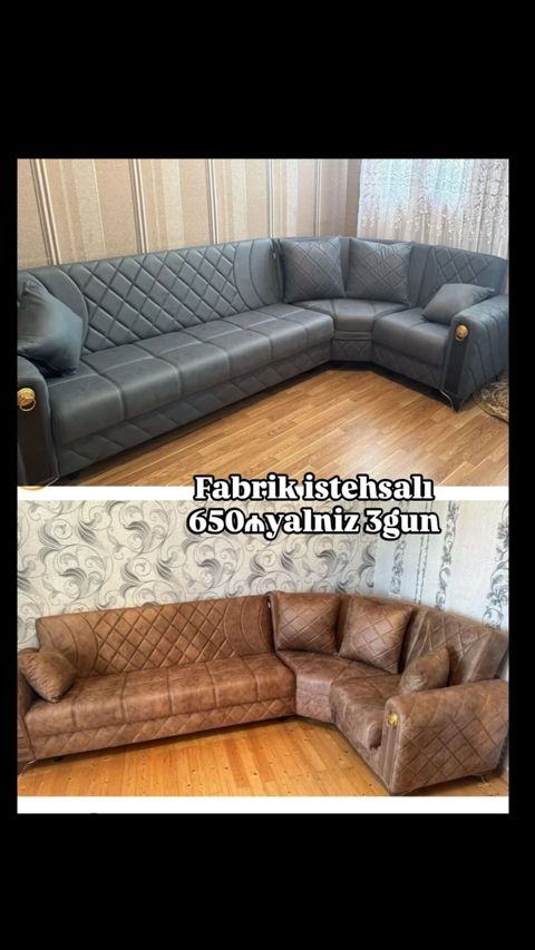 L‑şəkilli künc divanlar – fabrik istehsalı. - Modellər: romb naxışlı — Mehdiabad