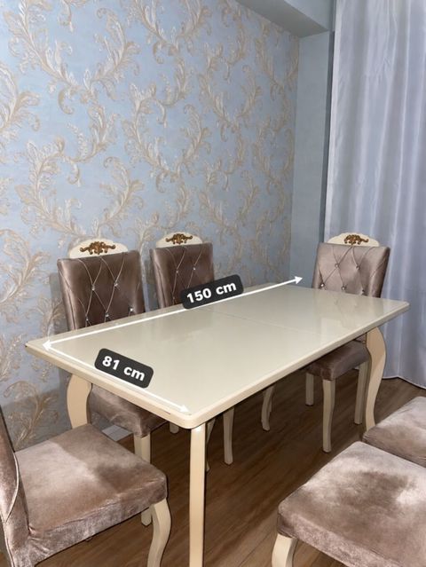 Qonaq otağı üçün, İşlənmiş, Açılan, Dördbucaq masa, 6 stul — Sumqayıt