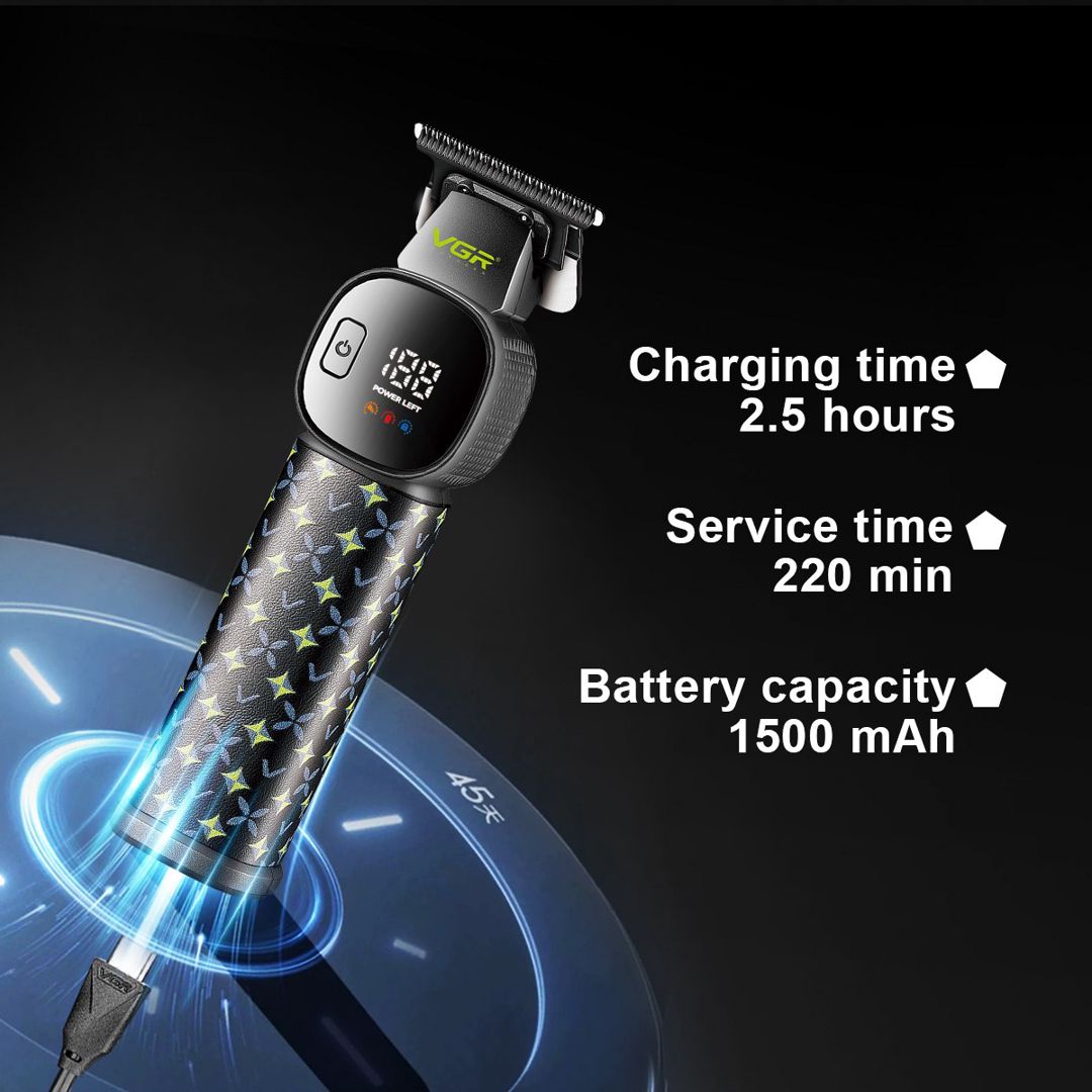 Trimmer VGR 185 1600MAH 6500RPM Keramik bıcaqlı Cord/Cordless LED Displey — Gözəllik və səhiyyə, Bakı (6)