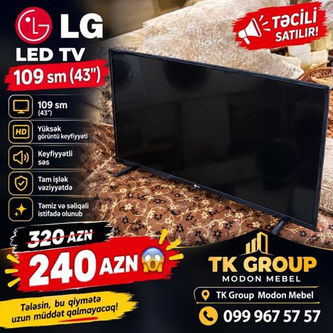 LG LED TV – 109 sm (43") - Ekran ölçüsü: 109 sm (43") - HD – yüksək — Gəncə
