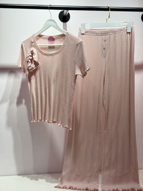 Qadınlar üçün şalvarlı pijama dəsti 2388961, çəhrayı, pambıq/elastan, ölçü S — Bakı