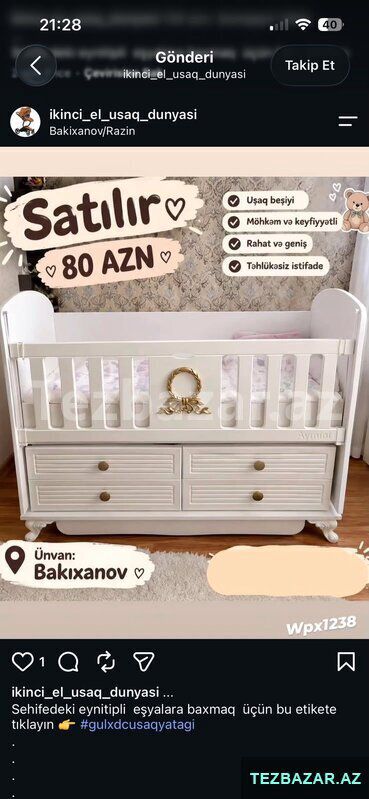 Uşaq beşiyi satılır — Uşaq otağı, Bakı (3)