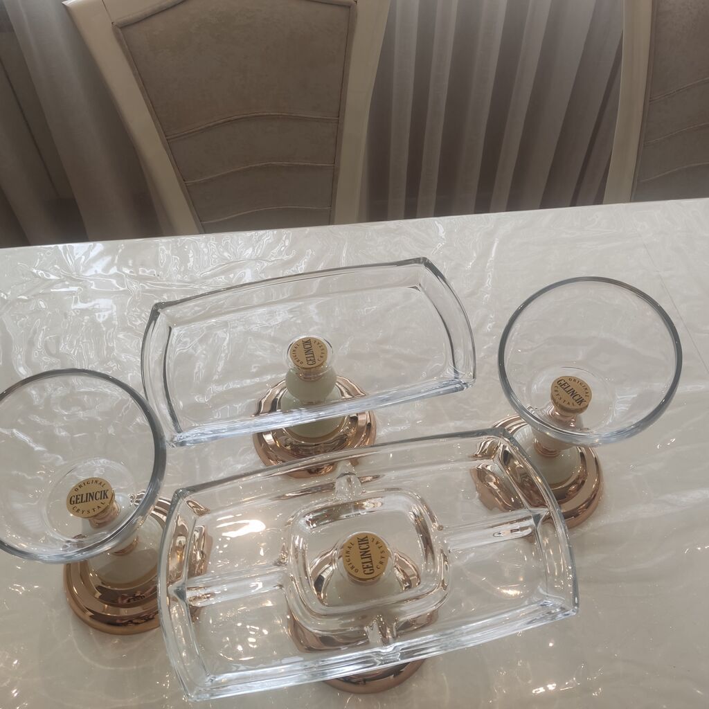 Teze karobkasında 4 lü dest.Gelinck Original Crystal şirniyyat-servis — Süfrə qabı, Masazır