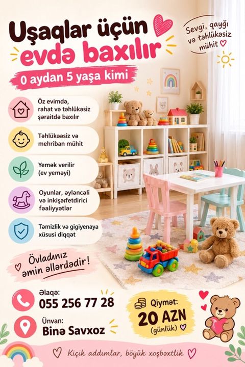 Uşaqlar üçün evdə baxım xidməti 0 aydan 5 yaşa kimi uşaqlara fərdi — Digah