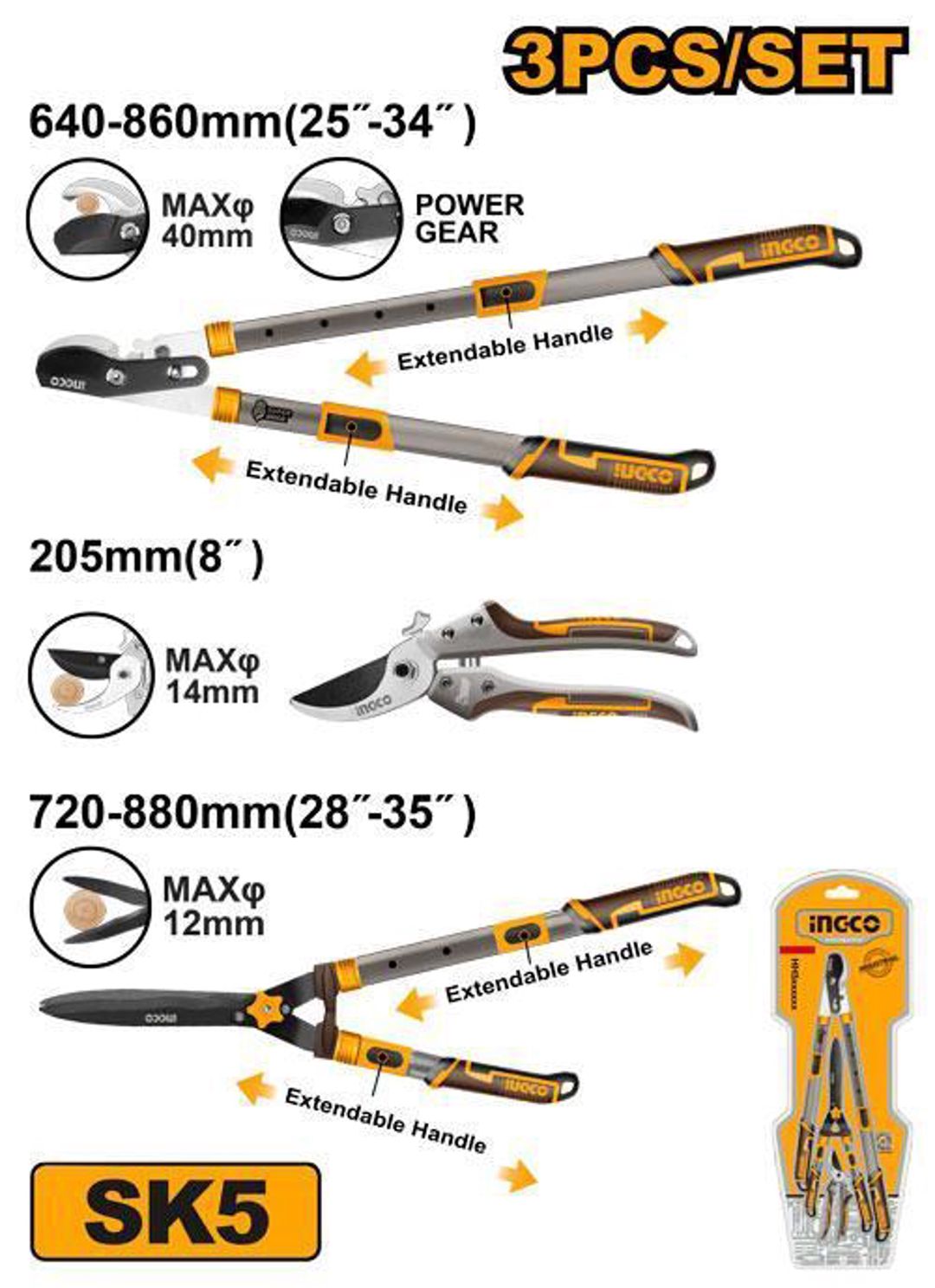Bağ qayçısı dəsti Ingco HLT93301, 3 əd — Mallar, Bakı (2)