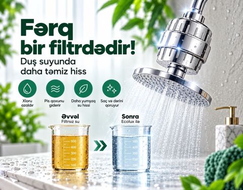 Ecolux Duş Filtri – Təmiz və Komfortlu Duş Duş filtri suyun — Bakı