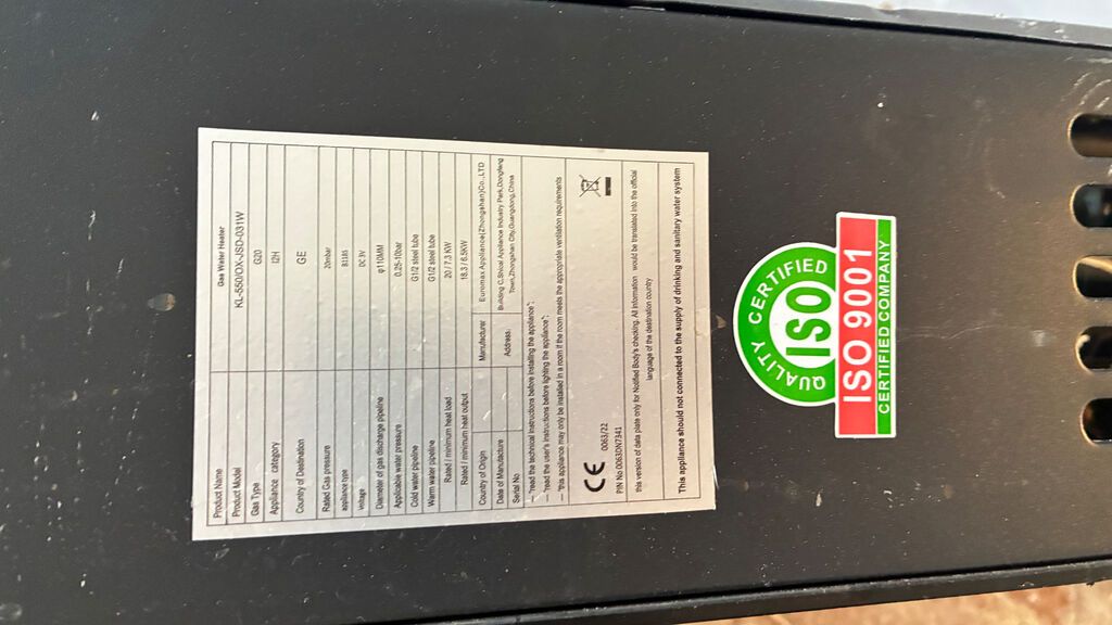 Qazla işləyən divar tipli su qızdırıcısı (geyzer) Texniki məlumatlar — Su qızdırıcılar, Bakı (5)