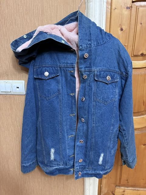Qalın içlikli cins gödəkçə - Material: mavi denim (cins parça) — Gəncə