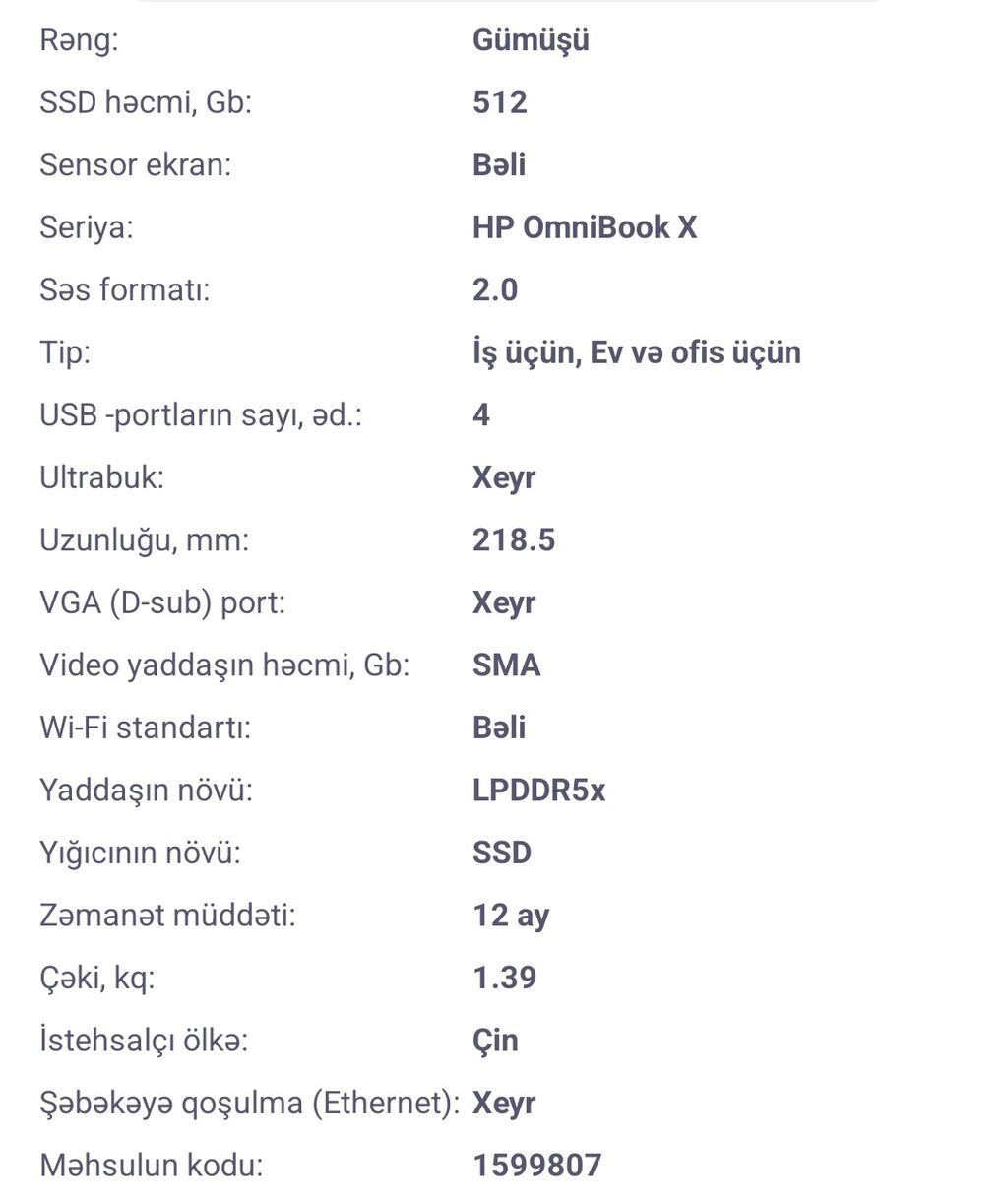 HP noutbuk – 14 düym IPS ekran, 1920×1200 (16:10) qətnamə, 60 Hz — HP, Digah (4)