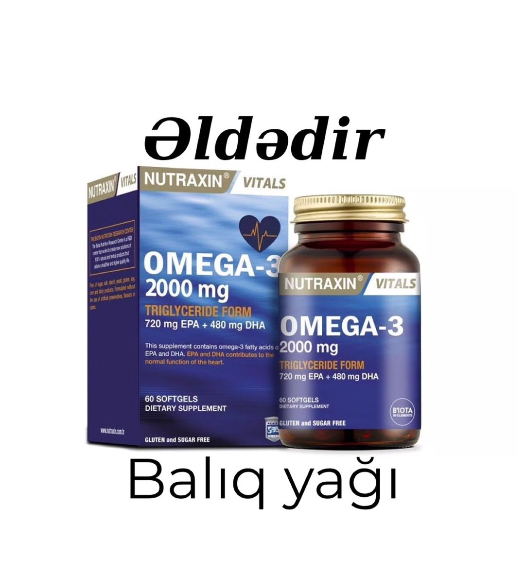 Balıq Yağı Vitamin Omega-3 2000 mg Nutraxin Norveç — Gözəllik və səhiyyə, Bakı (4)
