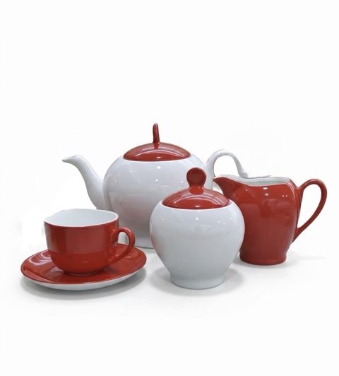Çay servizi Zarin Modern, farfor, ağ/qırmızı, 15 parça — Bakı