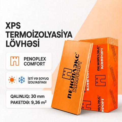 Penoplex Comfort XPS izolyasiya lövhəsi 30 mm — 9.36 m² — Bakı