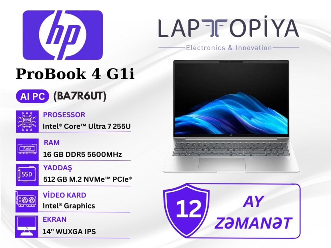 HP ProBook 4 G1i Notebook AI PC BA7R6UT — Noutbuklar, Bakı