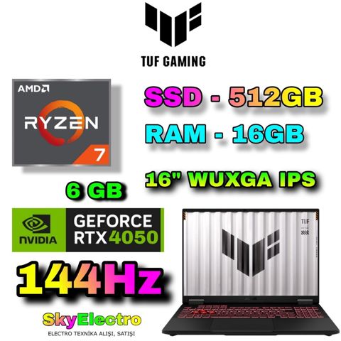 ASUS tuf A16 FA607NUQ RTX 4050 6 GB Gaming — Bakı