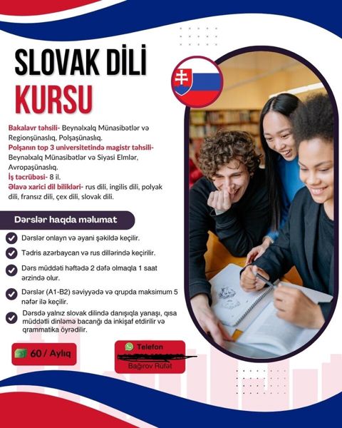 Slovak dili dərsləri — 80 ₼ · Bakı · Təlim, kurslar Slovak dili dərsləri — Bakı