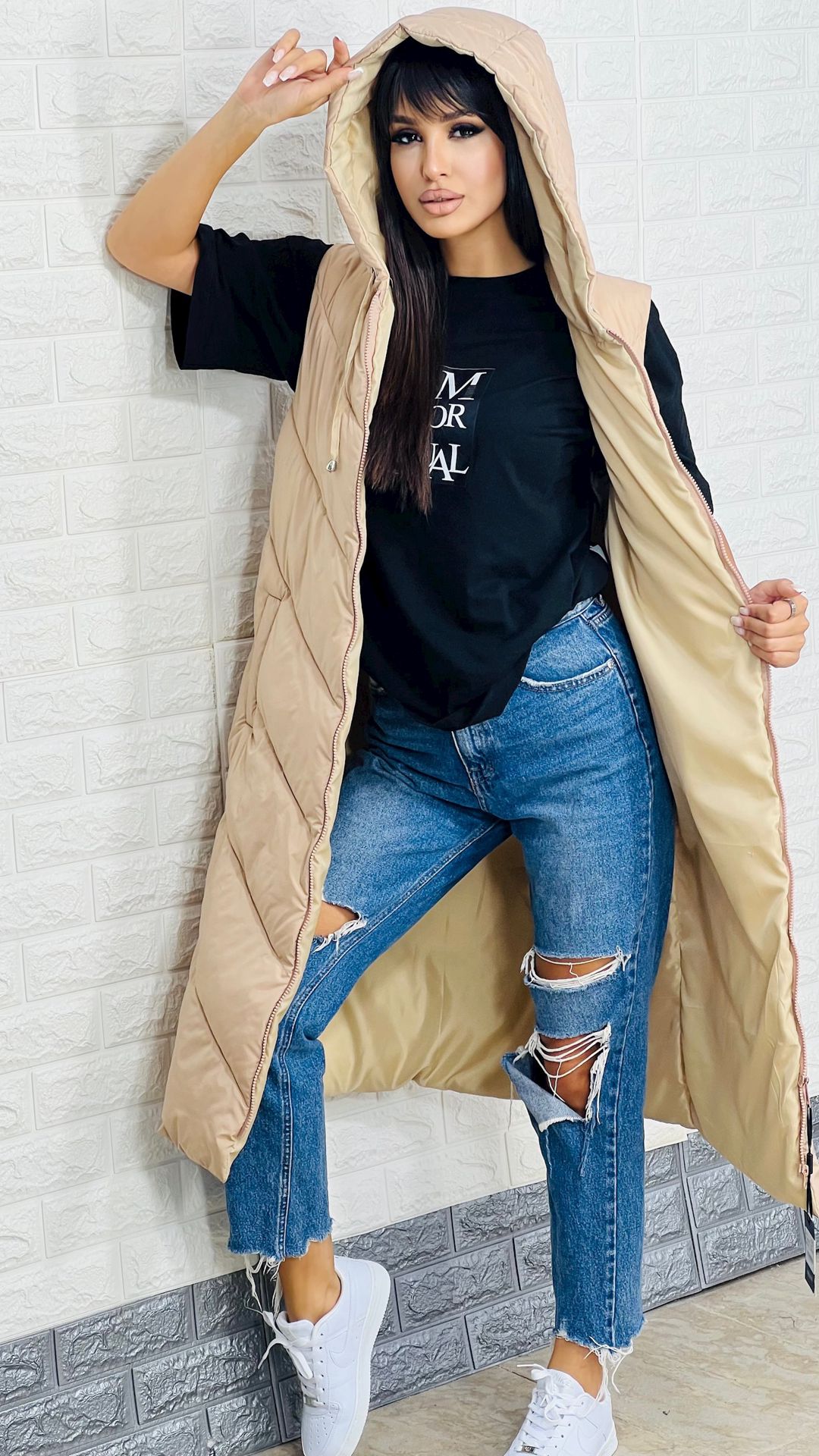 Qadınlar üçün uzun jilet 1437-71505, bej, polyester, ölçü XL — Mallar, Bakı (2)