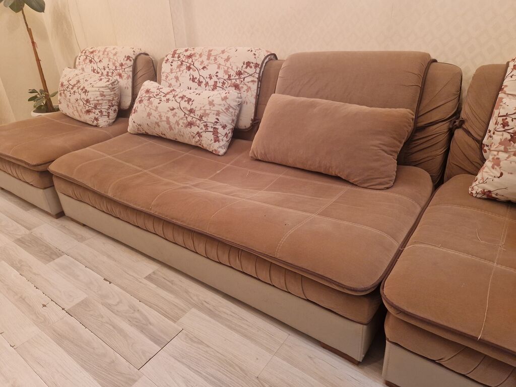 Künc tipli modullu divan dəsti - Rəng: karamelli/qəhvəyi tonlarda — Yumşaq mobilya dəstləri, Bakı (4)