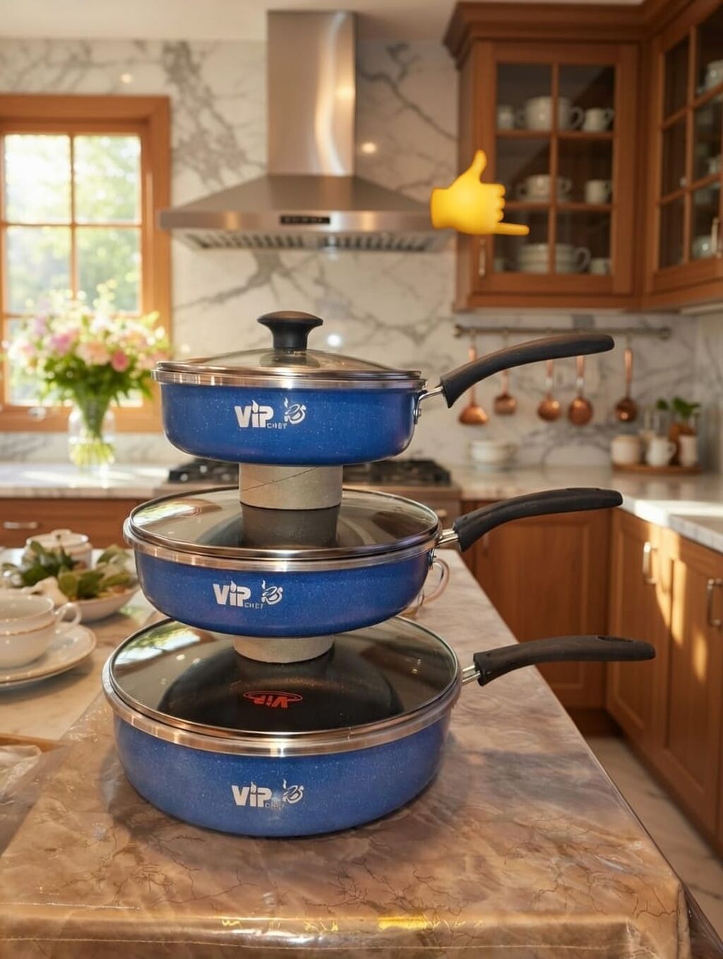 VIP Chef 3-lü tava dəsti - Çoxölçülü set: 3 müxtəlif diametrli tava — Jaketlər, Digah (5)