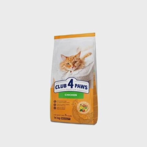 Club 4 Paws Senior 7+, 7 yaşdan yuxarı pişiklər üçün quru yem, toyuq ilə (çəki ilə) — Zoo.az — Mushuklar