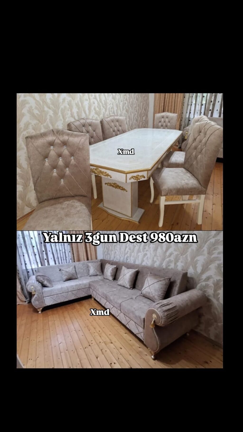 Qonaq otağı dəsti – masa, stul və künc divan Dəst tərkibi — Qonaq otağı üçün, Bakı