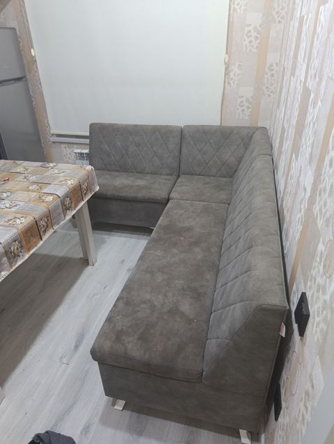 Mətbəx üçün L formalı yumşaq divan - Rəng: tünd boz - Material — Digah