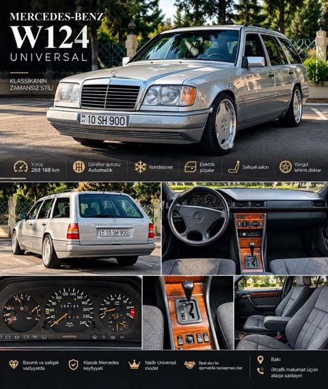 Mercedes E 220, 2.2 L, 1995 il, 270 000 km — Bakı