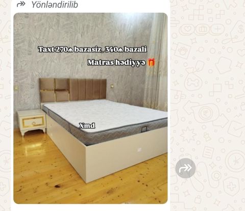 Taxt – başlıqla, bazalı model - Ölçü: standart iki nəfərlik (şəkildə — Sumqayıt