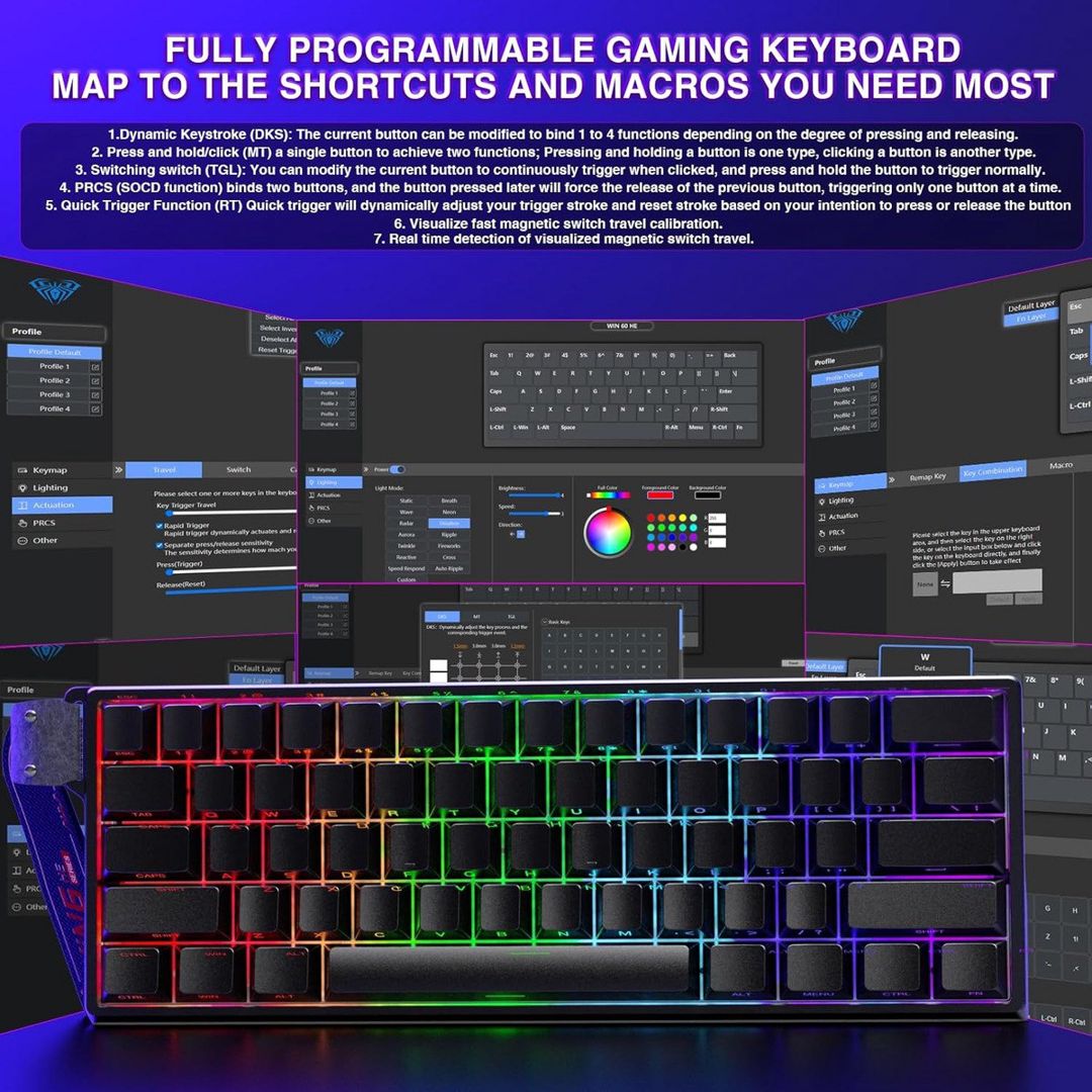 Magnetic klaviatura Aula WIN60HE Black 60% — Periferik cihazlar, Bakı (8)