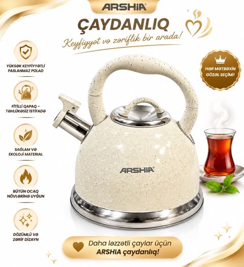 Çaydan Arshia, paslanmayan polad, bej, 3.5 l — Bakı