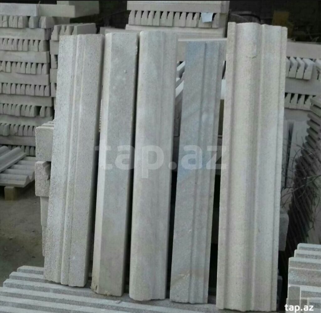 Məmulat: Ağ/açıq boz rəngli dekorativ daş bordür və parapet — Plitka və örtü materialları, Mehdiabad