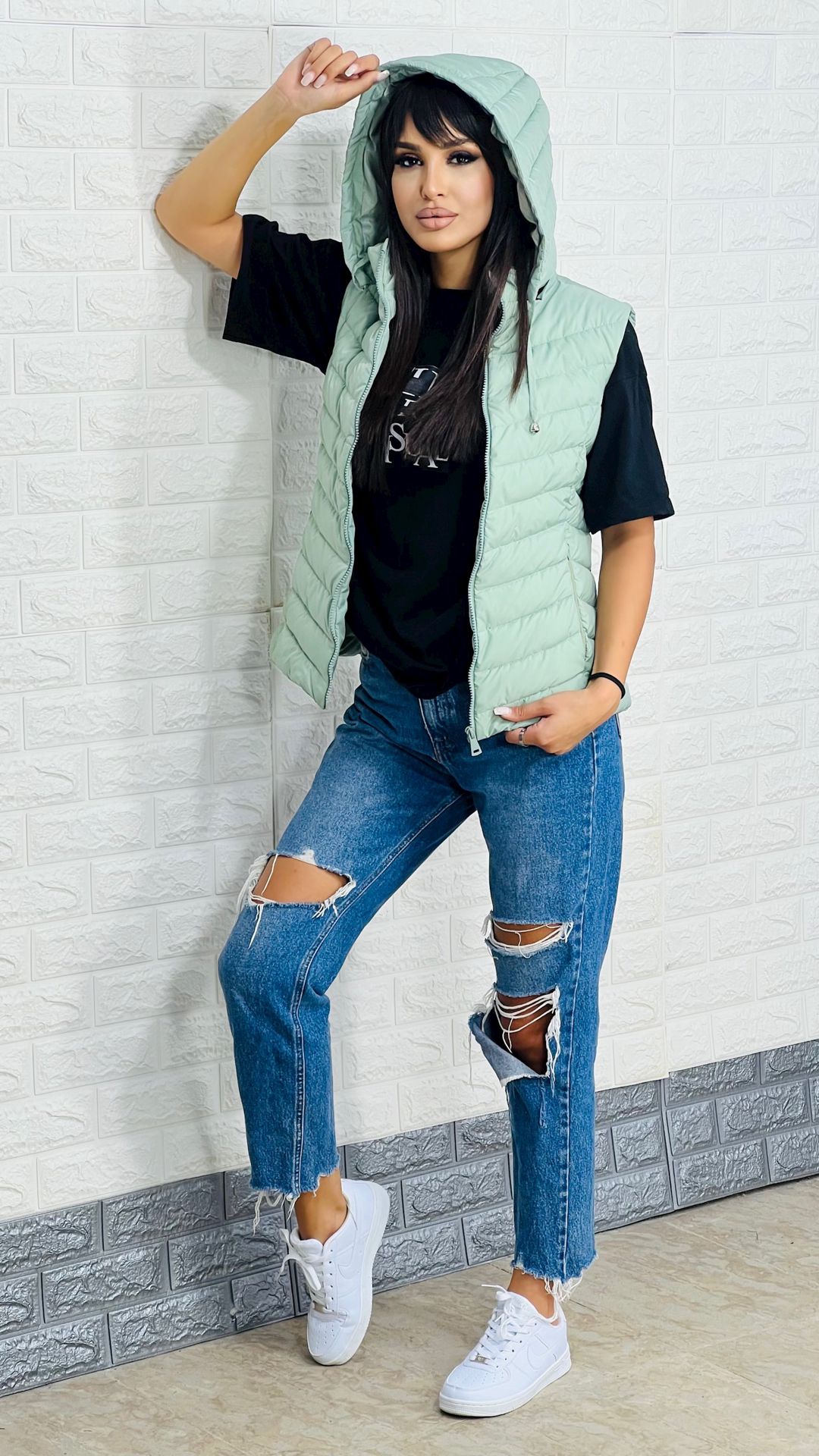 Qadınlar üçün qalın jilet 1439-70250, yaşıl, polyester, ölçü S — Mallar, Bakı (2)