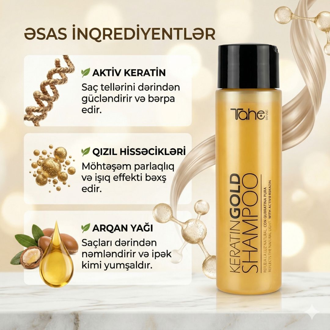 Şampun Tahe Botanic Gold aktiv keratin ilə 300 ml — Mallar, Bakı (2)