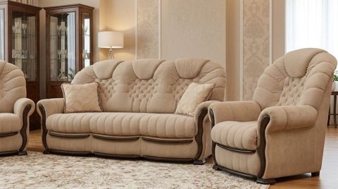 Klassik üslublu yumşaq mebel dəsti - Tərkib: 3 nəfərlik divan + 2 — Bakı
