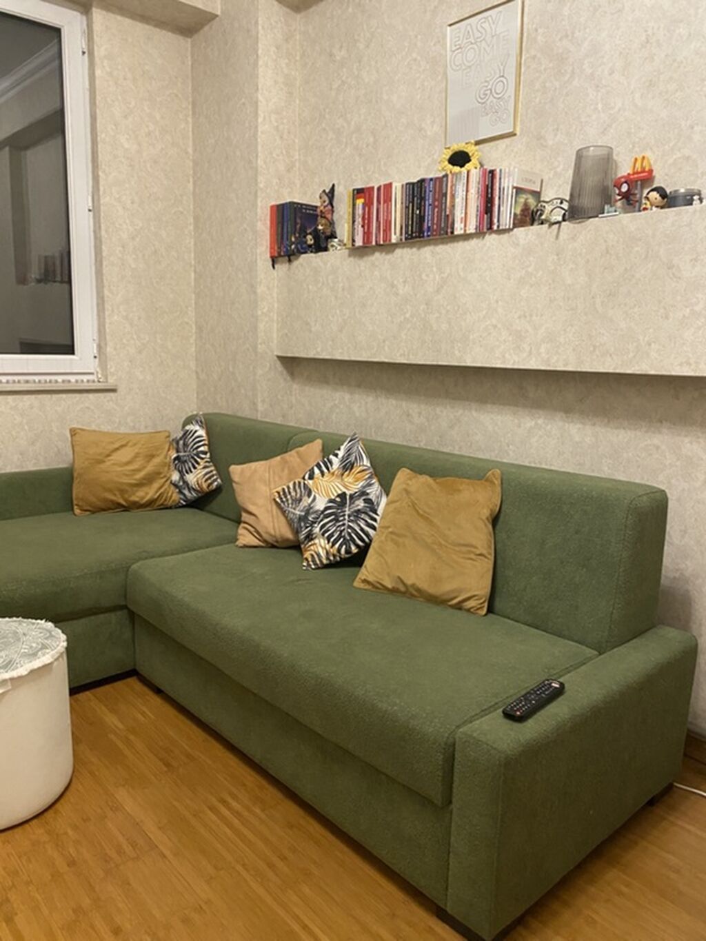 Yaşıl rəngli L formalı künc divan - Müasir minimal dizayn, düz — Divanlər, Bakı (7)