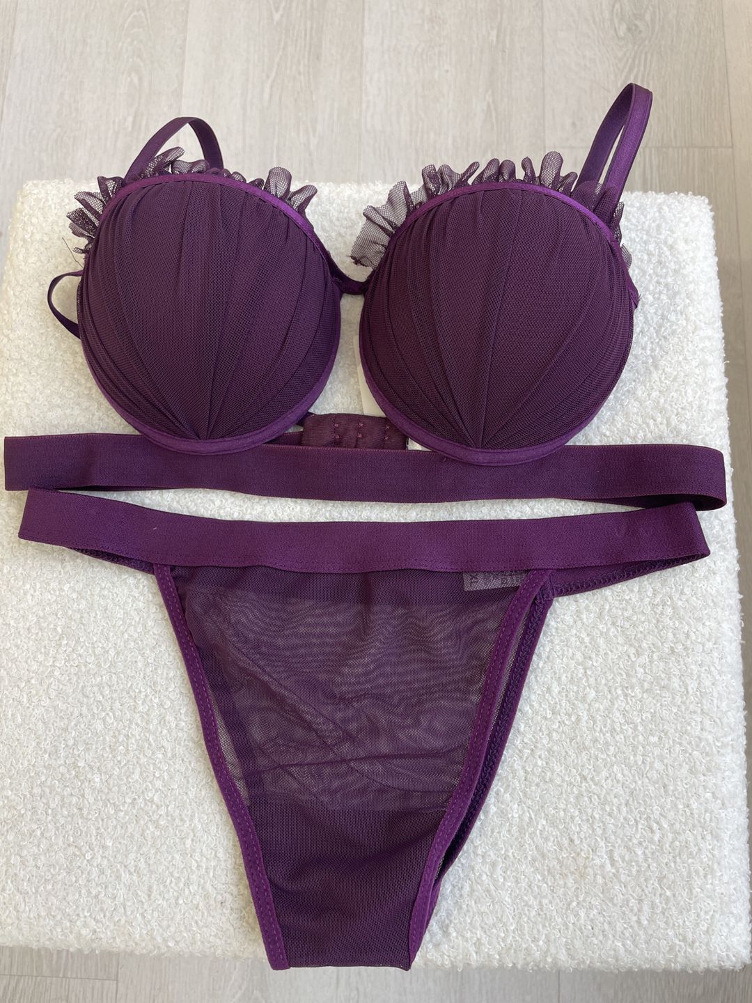 Büsthalter və tuman dəsti, bənövşəyi, elastan/pambıq, ölçü 80B — Mallar, Bakı (2)