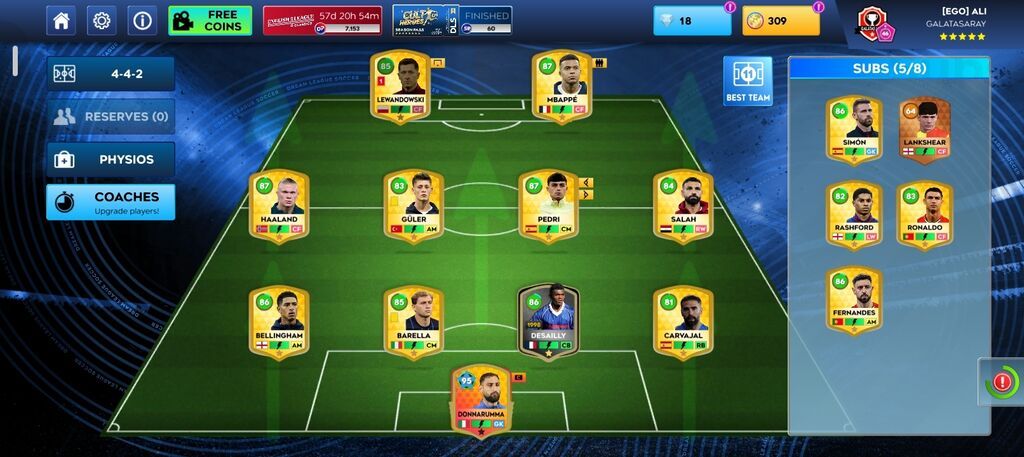 Oyun hesabı – Dream League Soccer komandası 46 səviyyədir Komanda — Oyun dəstləri, Sabirabad (2)