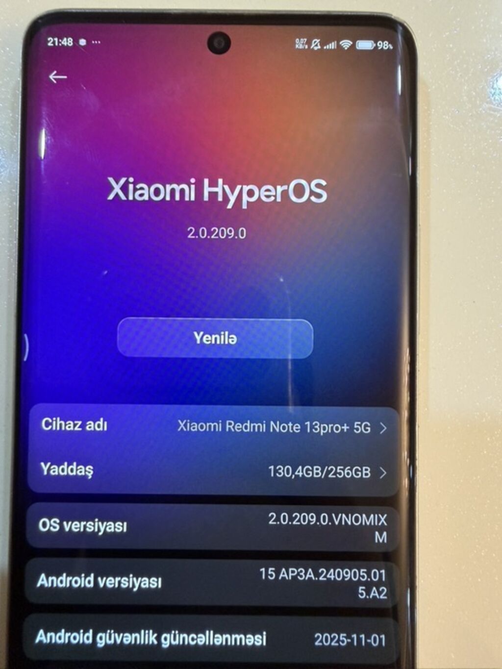 Redmi Note 13 Pro+, 256 GB, rəng - Ağ, Barmaq izi — Xiaomi, Pirəkəşkül (4)