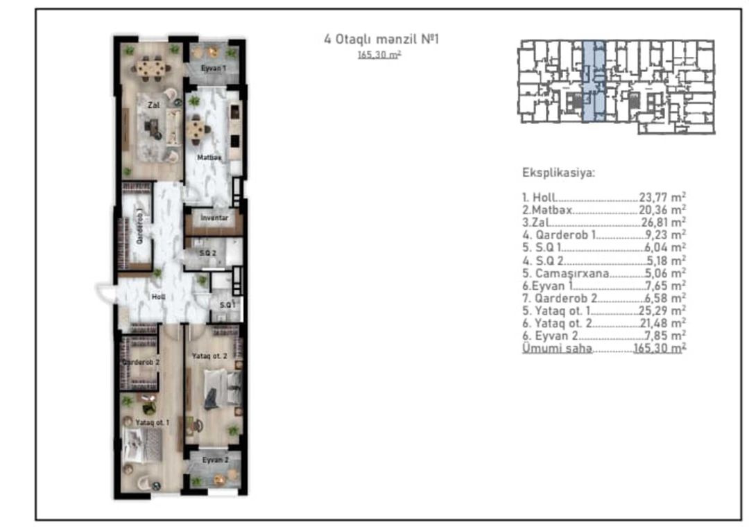 Satılır 3 otaqlı yeni tikili 165 m² — Mənzil, Bakı (9)