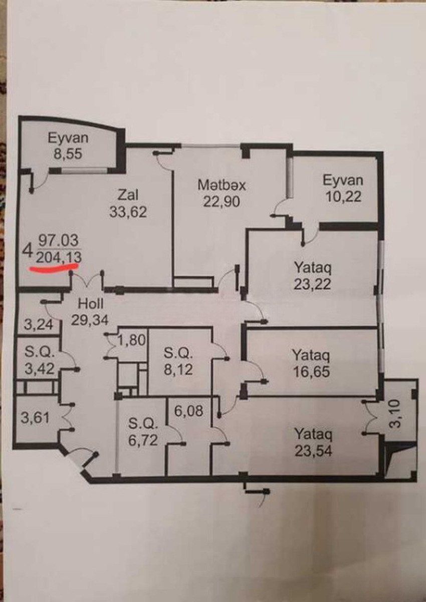 Satılır 4 otaqlı yeni tikili 204 m² — Mənzil, Bakı (2)