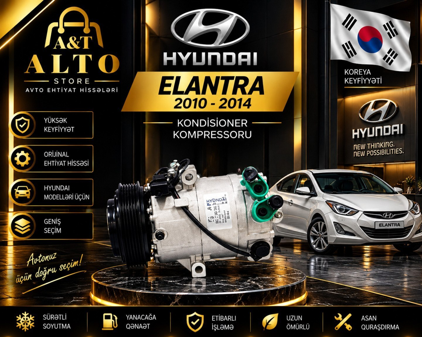 Kondisioner kompressoru Hyundai Elantra 2010-2014 — Bakı
