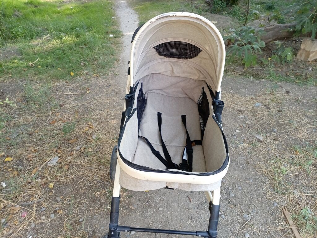 Uşaq arabası – carrycot/lyulka tipli, bej rəngdə - Geniş lyulka — Arabalalar, Sanqaçal (2)
