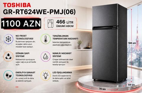 Soyuducu Toshiba GR-RT624WE-PMJ(06) — Bakı