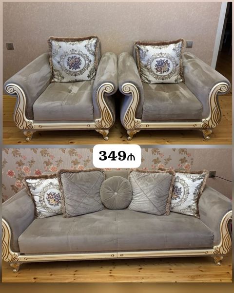 Divan dəsti – 349₼ Tərkibi: - 1 ədəd 3 nəfərlik divan - 2 ədəd kreslo — Bakı