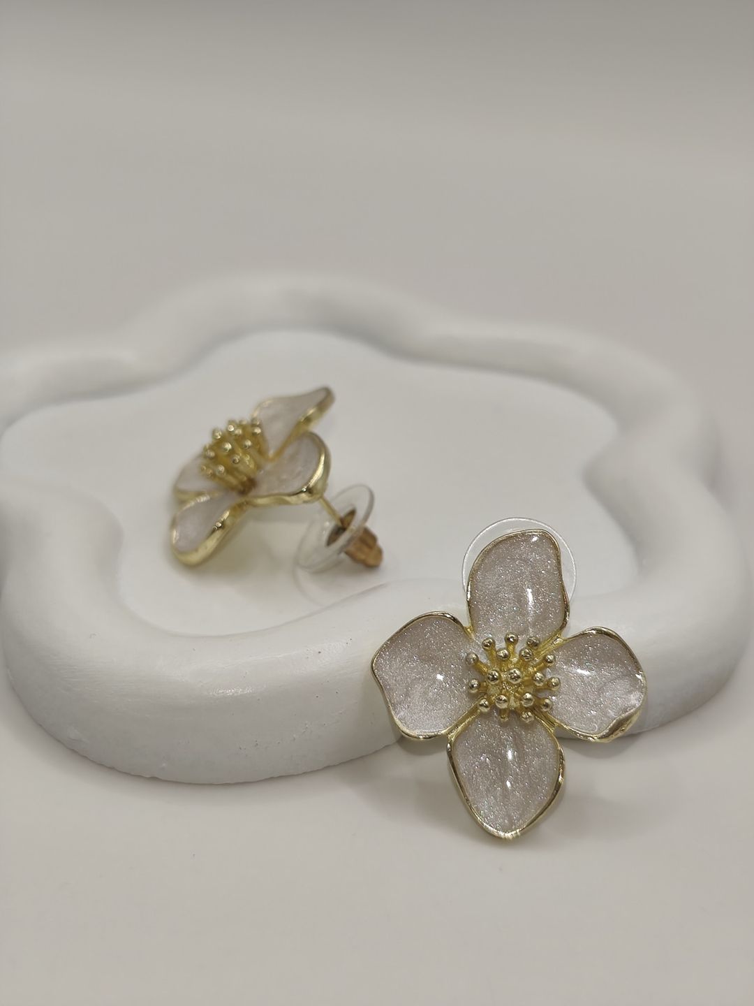 Sırğa, Qızılı/Bej, Bijuteriya ərintisi, 26 mm — Mallar, Bakı (3)