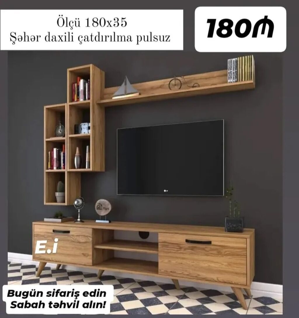 TV stendləri – bir neçə model və rəng - Ümumi ölçü: 180 sm (bəzi — Televizor altlıqları və standlar, Bakı (3)