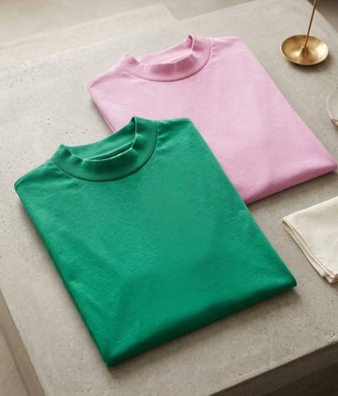 Unisex basic T‑shirt dəsti – 2 rəng Rənglər: yaşıl və açıq çəhrayı — Bakı