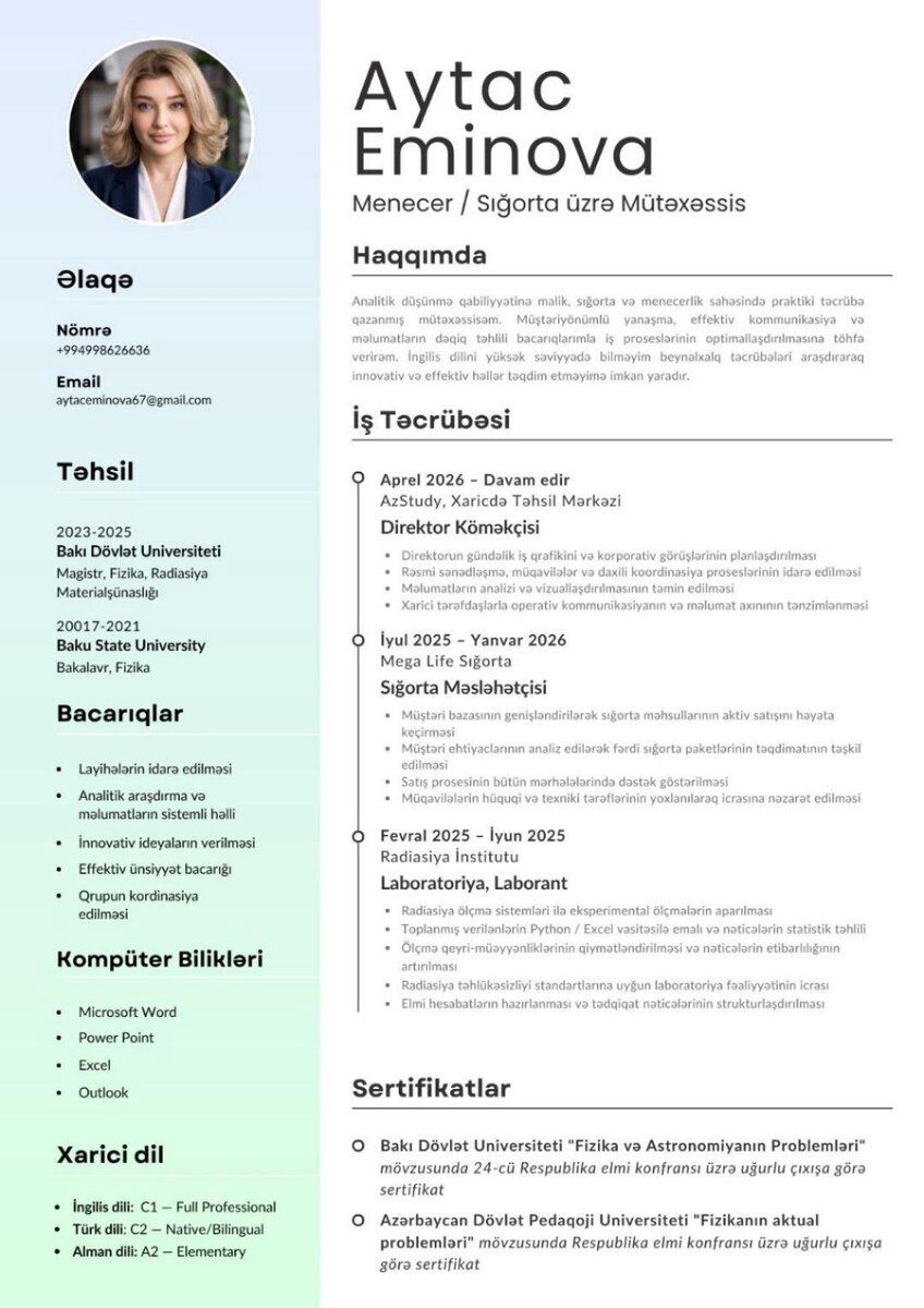 Peşəkar CV hazırlanması — Reklama, IT, marketing, Bakı (7)