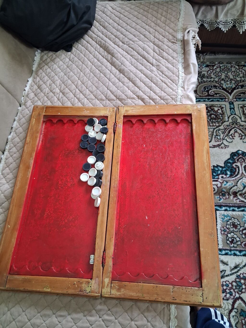 Taxta nərd dəsti - Material: ağac (qatlanan korpus, taxta çərçivə) — Şax, şəkəh, nard, Digah (3)